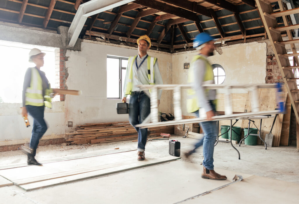 A building undergoing renovation and refurbishment as part of commercial restoration services.