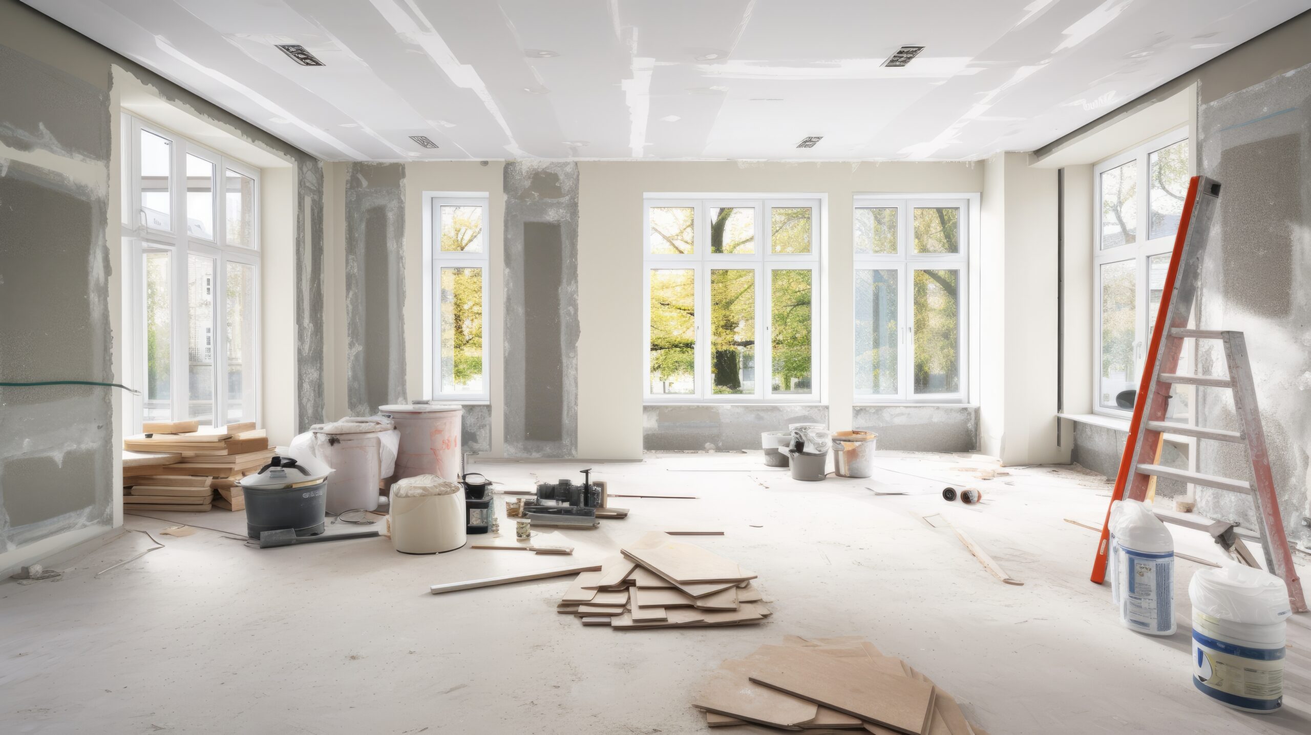 Room in a modern apartment undergoing renovation.